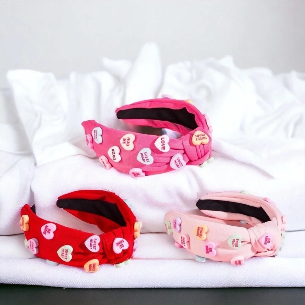 Brand New Valentine's Day Headbands - Adorned with Conversation Hearts, 5 Colors